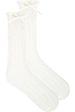 Casa Clara Calcetines tobilleros con detalle de volantes en color blanco talla all en - White. Talla all.