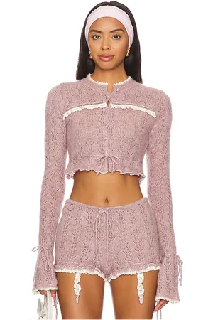 For Love & Lemons Cárdigan liona en color mauve talla XL en - Mauve. Talla XL (también en XS).