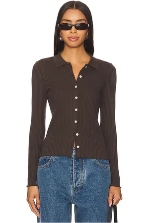 Goldie Estelle Lettuce hem cardigan en color marrón talla S en - Brown. Talla S (también en XL, XS).