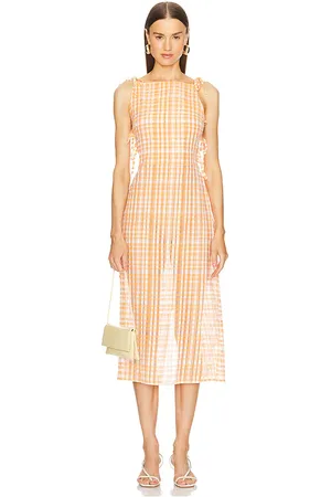 Milkwhite Vestido midi en color orange,peach talla XL en - Orange,Peach. Talla XL (también en L).