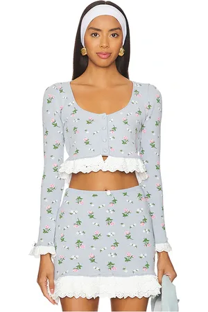 For Love & Lemons Cárdigan amalia en color bebe talla M en - Baby Blue. Talla M (también en S).
