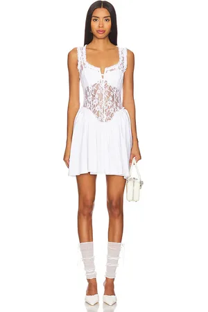 For Love & Lemons Vestido camdyn en color talla M en - White. Talla M (también en S, XS).