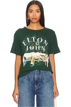 DAYDREAMER Camiseta elton john floral boyfriend en color verde oscuro talla S en - Dark Green. Talla S (también en XS).