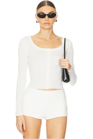 ALL THE WAYS Tessa cardigan top en color talla S en - White. Talla S (también en XS).