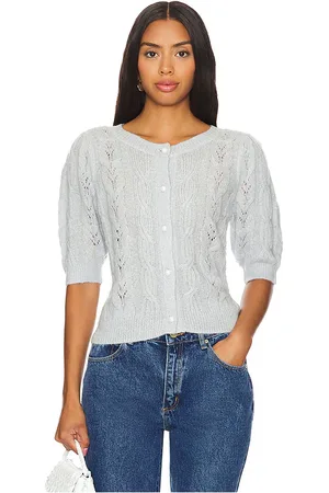 525 America Cárdigan de manga corta lacey en color gris talla L en - Grey. Talla L (también en XL, XS).