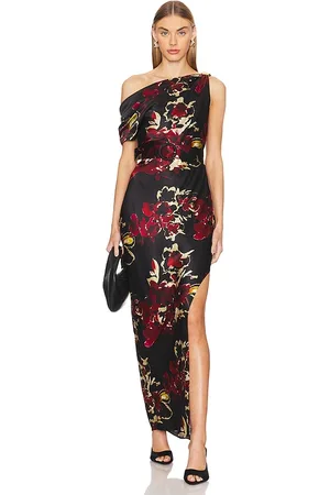Nicholas Vestido midi halle en color burgundy,black talla 0 en - Burgundy,Black. Talla 0 (también en 2).