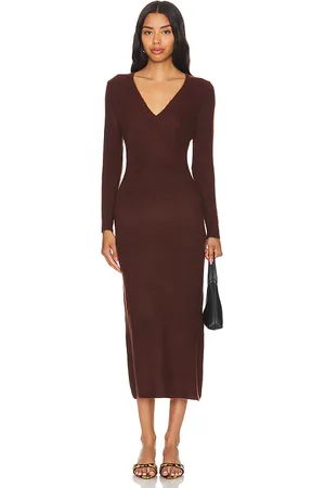 Callahan Vestido midi asa en color marrón talla L en - Brown. Talla L (también en XL, XS).
