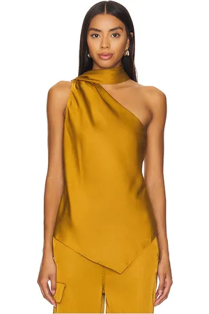 ET OCHS Isadora tie neck top en color amarillo mostaza talla L en - Mustard. Talla L (también en M).