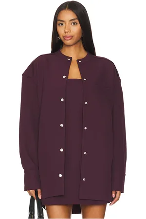 SER.O.YA Chaquetón ali heavy crepe en color vino talla L en - Wine. Talla L (también en M, S).