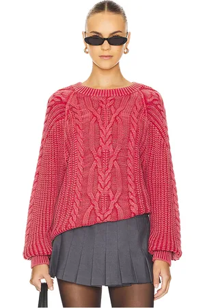 Free People Suéter de punto trenzado frankie en color rojo talla S en - Red. Talla S (también en XS).