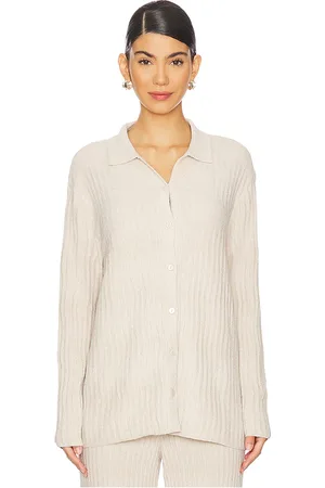 Barefoot Dreams Top manga corta cozychic ultra light wave shirt en color beige talla L en - Beige. Talla L (tam