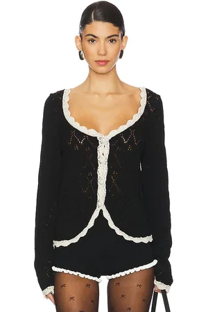 Free People Cárdigan adelene en color negro talla L en - Black. Talla L (también en M, S, XL).