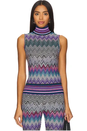 Missoni Top cuello vuelto en color bebe azul talla 38/2 en Multicolor Purple Turquoise & Pink With Dark Base - Baby Blue. Talla 38/2 (también