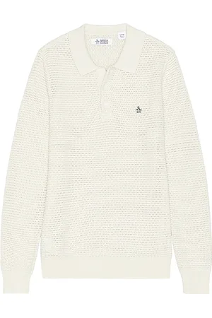 Original Penguin Mesh long sleeve polo en color ivory talla L en - Ivory. Talla L (también en M, S, XL/1X).