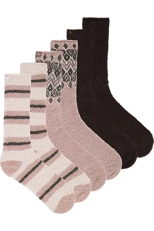 Barefoot Dreams Conjunto de calcetines cozychic 3 pair winter sock set en color taupe talla all en - Taupe
