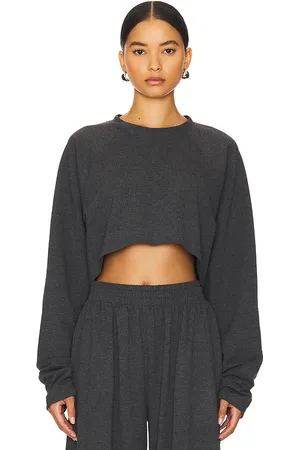 Norma Kamali Oversized raglan sleeve cropped top en color gris talla L en - Grey. Talla L (también en M, S, XL, XS, XXS