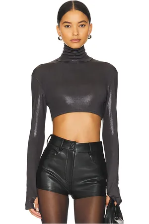 Norma Kamali Cropped slim fit long sleeve turtleneck top en color talla L en - . Talla L (también en XS, XXS).