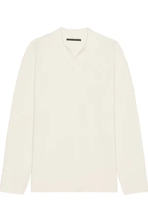 STAMPD Ribbed knit long sleeve polo en color blanco talla M en - White. Talla M (también en S, XL/1X).