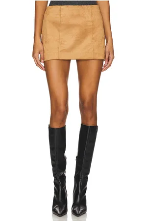 Tularosa Falda ginny faux suede mini en color bronce talla L en - Tan. Talla L (también en M).