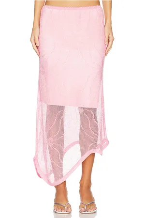 Asta Resort Falda midi con detalle de encaje en color rubor talla M en - Blush. Talla M (también en S, XS).