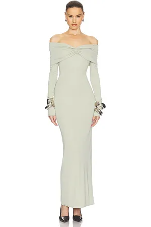 Helsa Vestido matte jersey off shoulder maxi dress en color verde salvia talla M en - Sage. Talla M (también en S, XS, XXS).
