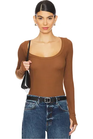 Michael Lauren Top manga larga leonard en color marrón talla S en - Brown. Talla S (también en XS).