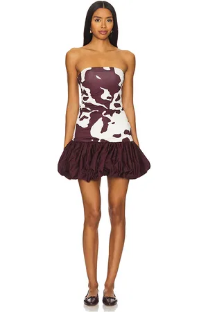SIEDRES Vestido midi roben strapless en color burgundy talla M en - Burgundy. Talla M (también en XS).
