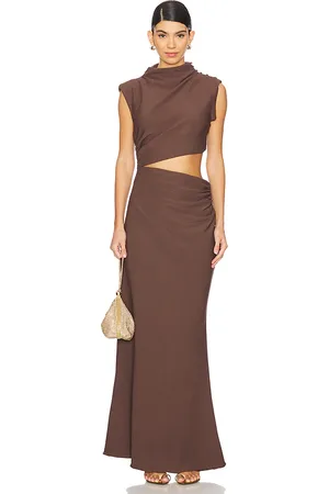 ELLIATT Vestido largo nola en color marrón talla L en - Brown. Talla L (también en XL).