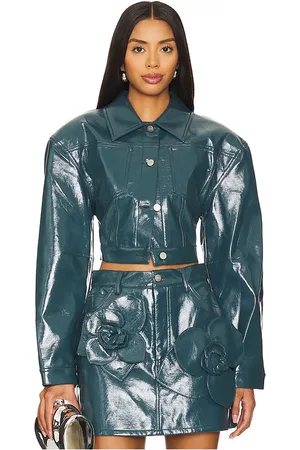 AKNVAS Chaqueta mercer cropped en color azul cerceta talla 0 en - Teal. Talla 0 (también en 10, 2, 4, 6, 8).