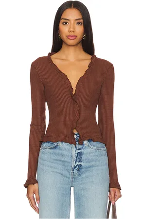 LA Made Cárdigan sweet serenade ruffle en color marrón talla L en - Brown. Talla L (también en M, S, XL, XS, XXL).