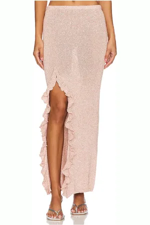 Asta Resort Falda larga con detalle de volantes michaela en color rosado talla L en - Pink. Talla L (también en M, S, XS).