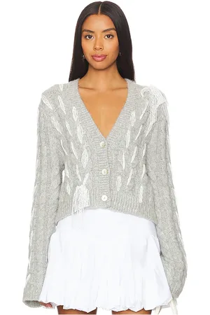 LOVESHACKFANCY Cárdigan louella en color gris talla L en - Grey. Talla L (también en XL, XS).