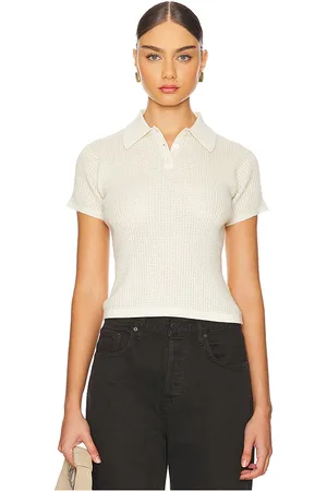 Guest In Residence Guest en residence shrunken cashmere polo top en color talla L en - Cream. Talla L (también en XL).