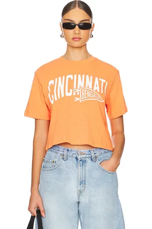 Junk Food Camiseta corta con cuello alto bengals dual threat en color talla L en - Orange. Talla L (también en M, S, XL, XS
