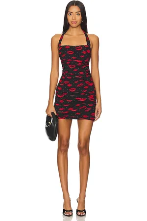 AFRM Mini vestido con detalle fruncido bonnie en color black,red talla 1X en - Black,Red. Talla 1X (también en 3X, L, M, S, XL, XXL).