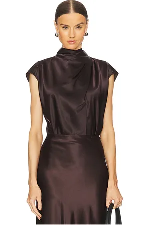 VERONICA BEARD Leilany top en color chocolate talla 12 en - Chocolate. Talla 12 (también en 14).