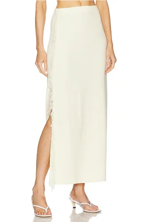 CLEA Falda de punto con flecos canton en color beige talla M en - Beige. Talla M (también en XS).