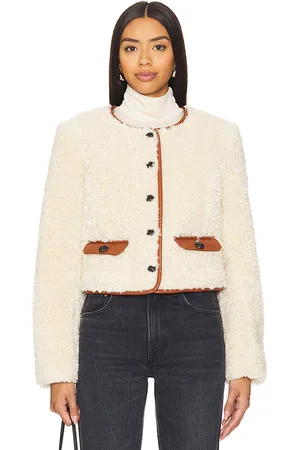 Cinq A Sept Chaqueta naia en color ivory talla L en - Ivory. Talla L (también en M, XL).
