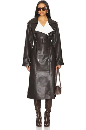 SER.O.YA Abrigo trenca estelle vegan leather en color marrón talla S en - Brown. Talla S (también en XS).
