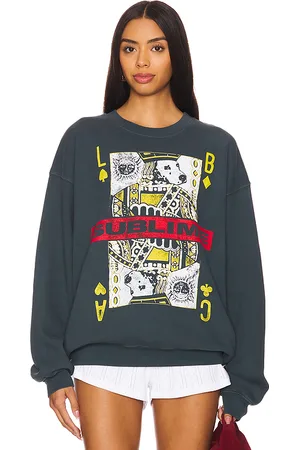 DAYDREAMER Sudadera sublime playing card bf crew en color negro talla M en - Black. Talla M (también en S, XS).