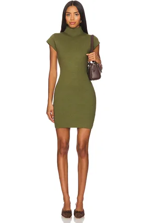LINE & DOT Vestido rumi mini en color talla L en - Olive. Talla L (también en M, S, XS).