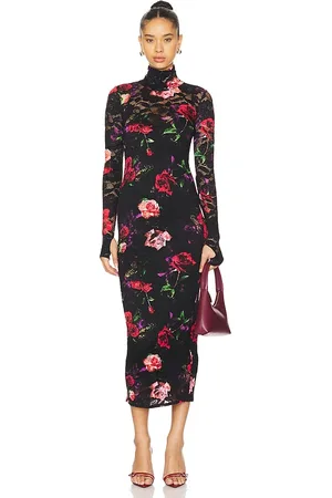 AFRM Vestido largo con cuello simulado shailene en color black,red talla M en - Black,Red. Talla M (también en XXL).