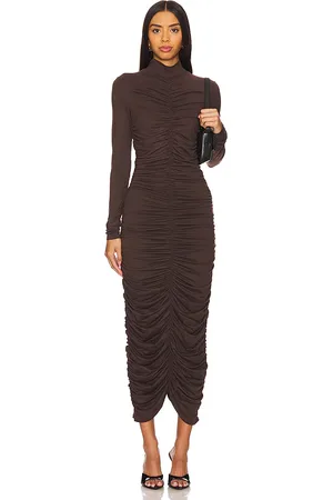 Susana Monaco Vestido mock gathered long sleeve en color marrón talla S en - Brown. Talla S (también en XS).