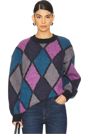 ANINE BING Jersey sydney crew sweater en color blue, purple talla L en - Blue, Purple. Talla L (también en M).