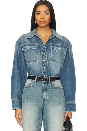 GRLFRND Camisa michaela denim en color denim-medium talla L en - Denim-Medium. Talla L (también en XS, XXS).