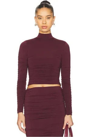 SER.O.YA Dulcie ruched top en color vino talla L en - Wine. Talla L (también en M, S, XS, XXS).