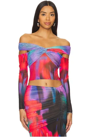AFRM Top manga larga hombro descubierto wilson en color rojo talla M en - Red. Talla M (también en S, XS).