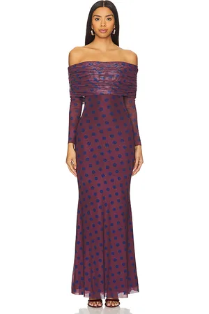 AFRM Vestido largo con hombro descubierto thelma en color morado talla S en - Purple. Talla S (también en XL, XXL).