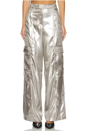 Simkhai Pantalón cargo metalizado beatriz en color metálico talla 0 en - Metallic Silver. Talla 0 (también en 00, 2, 4, 6).