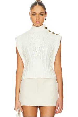 VERONICA BEARD Chaleco de punto holton en color blanco talla L en - White. Talla L (también en M, XL).